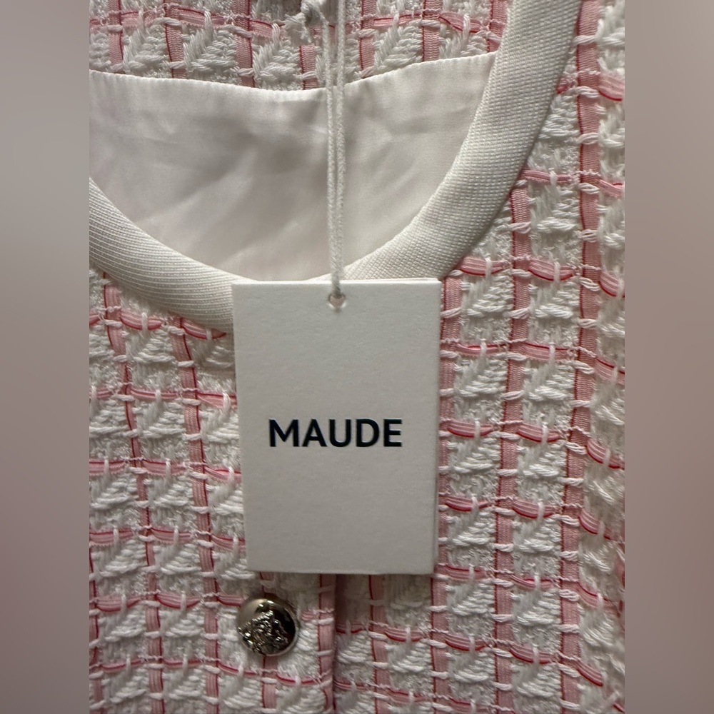 Maude Club Frances Jacket in Pink & White Tweed Size S NWT - Picture 11 of 12